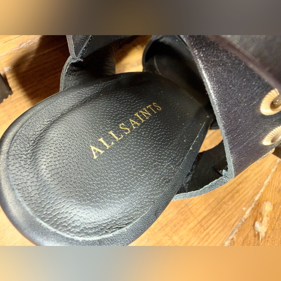 All Saints Sienna Pointed Toe Black Leather High Heel Sandals - size 37 / 7 US - Picture 9 of 12